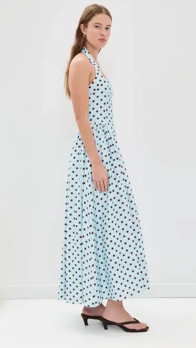 Seven Wonders Sammi Midi Dress Sky Blue/Choc Polka | Thumbnail 4 Seven Wonders Sammi Midi Dress Sky Blue/Choc Polka | Thumbnail 4