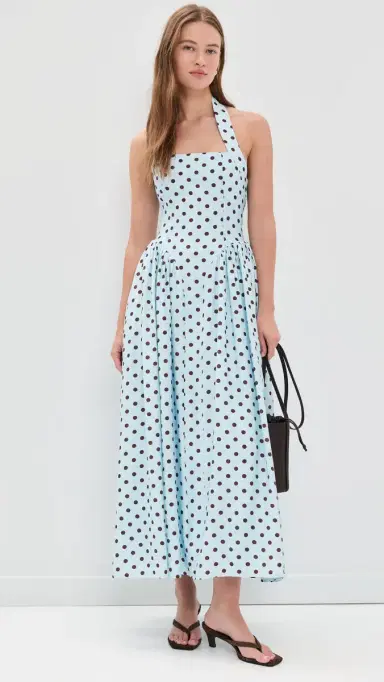 Seven Wonders Sammi Midi Dress Sky Blue/Choc Polka | Thumbnail 5 Seven Wonders Sammi Midi Dress Sky Blue/Choc Polka | Thumbnail 5