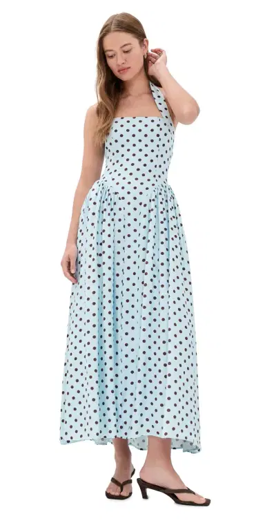 Seven Wonders Sammi Midi Dress Sky Blue/Choc Polka | Thumbnail 1 Seven Wonders Sammi Midi Dress Sky Blue/Choc Polka | Thumbnail 1
