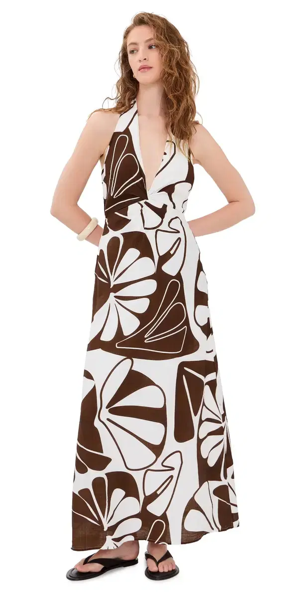 aga Maxi Dress andy Chocolate/White