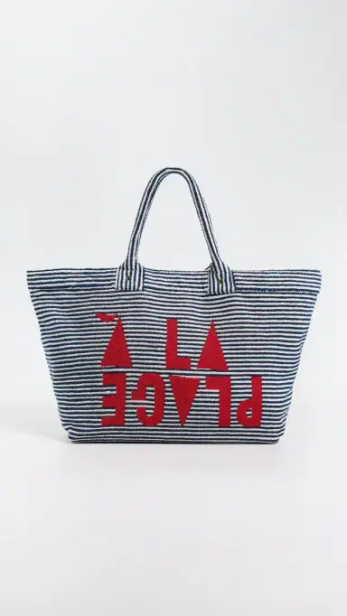 Clare V. Clare V. La Plage Tote Deep Dive/Cream One Size | Thumbnail 2 Clare V. Clare V. La Plage Tote Deep Dive/Cream One Size | Thumbnail 2