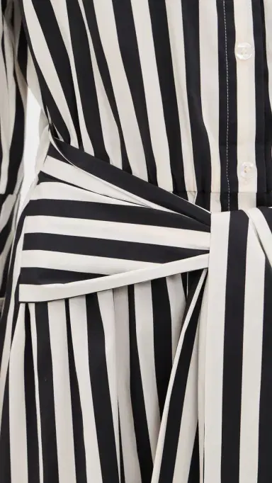 SIMONMILLER Inna Poplin Maxi Dress Black/White tripe | Thumbnail 6
