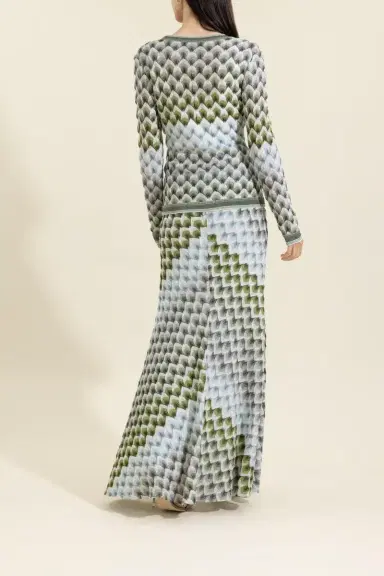 Missoni Long Knit Skirt - Green Light Blue White | Thumbnail 4 Missoni Long Knit Skirt - Green Light Blue White | Thumbnail 4