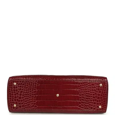 Chanel Chanel Large Cerf Shopping Bag Burgundy Crocodile Embossed Calfskin Gold Hardware | Thumbnail 6
