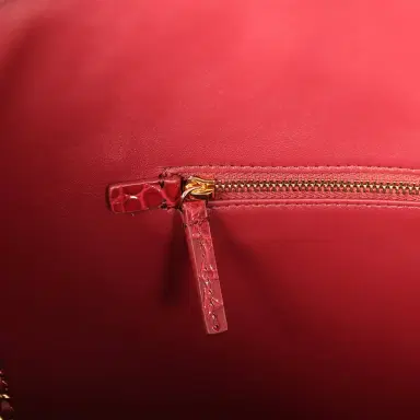 Chanel Chanel Large Cerf Shopping Bag Burgundy Crocodile Embossed Calfskin Gold Hardware | Thumbnail 9