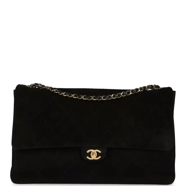 Chanel Chanel Maxi "Souplissimo" Large Flap Bag Black Suede Gold Hardware