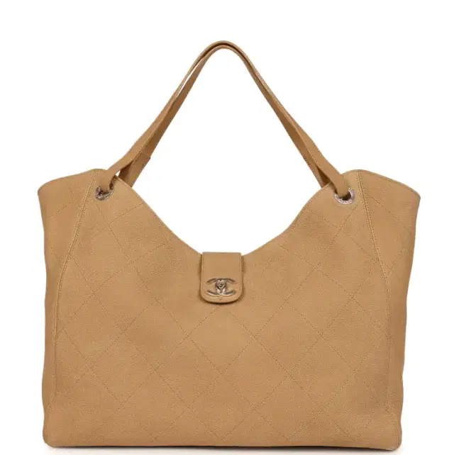 Chanel Chanel Maxi Shopping Bag Beige Grained Nubuck Calfskin Light Gold Hardware