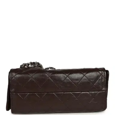 Chanel Chanel Mini 25 Hobo Bag Dark Brown Shiny Crumpled Calfskin Silver Hardware | Thumbnail 6 Chanel Chanel Mini 25 Hobo Bag Dark Brown Shiny Crumpled Calfskin Silver Hardware | Thumbnail 6