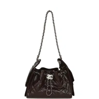 Chanel Chanel Mini 25 Hobo Bag Dark Brown Shiny Crumpled Calfskin Silver Hardware | Thumbnail 7 Chanel Chanel Mini 25 Hobo Bag Dark Brown Shiny Crumpled Calfskin Silver Hardware | Thumbnail 7