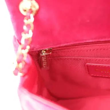 Chanel Chanel Mini Pearl Crush Square Flap Bag Fuchsia Velvet Light Gold Hardware | Thumbnail 12