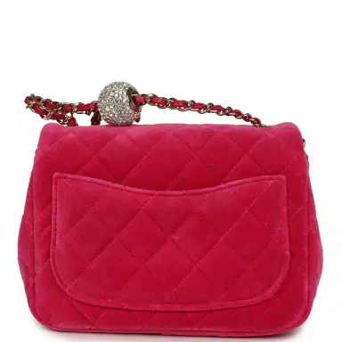Chanel Chanel Mini Pearl Crush Square Flap Bag Fuchsia Velvet Light Gold Hardware | Thumbnail 4