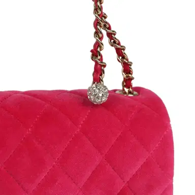 Chanel Chanel Mini Pearl Crush Square Flap Bag Fuchsia Velvet Light Gold Hardware | Thumbnail 9
