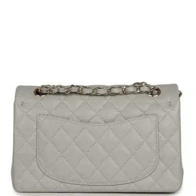 Chanel Chanel Small Classic Double Flap Bag Light Grey Caviar Light Gold Hardware | Thumbnail 4