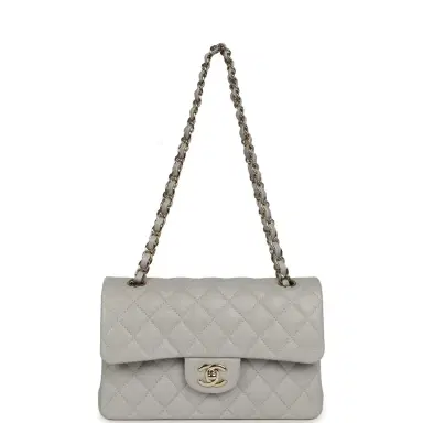 Chanel Chanel Small Classic Double Flap Bag Light Grey Caviar Light Gold Hardware | Thumbnail 7