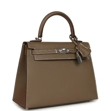 HERMÈS Hermes Kelly Sellier 25 Etoupe Epsom Palladium Hardware | Thumbnail 2 HERMÈS Hermes Kelly Sellier 25 Etoupe Epsom Palladium Hardware | Thumbnail 2