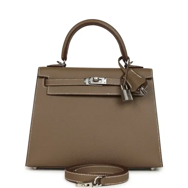 hermes Hermes Kelly Sellier 25 Etoupe Epsom Palladium Hardware