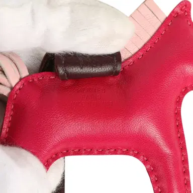 HERMÈS Hermes Pegase Rodeo Bag Charm PM Framboise, Rose Sakura and Rouge Sellier Milo Lambskin | Thumbnail 3