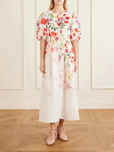 Gabriela Hearst Ignis Floral- Printed Linen And Cotton Midi Dress | Thumbnail 2
