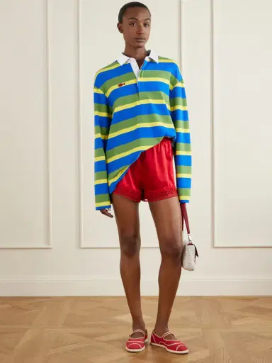 Staud +da Adolfo Gavin Striped Logo-embroidered Cotton-blend Shirt | Thumbnail 2 Staud +da Adolfo Gavin Striped Logo-embroidered Cotton-blend Shirt | Thumbnail 2