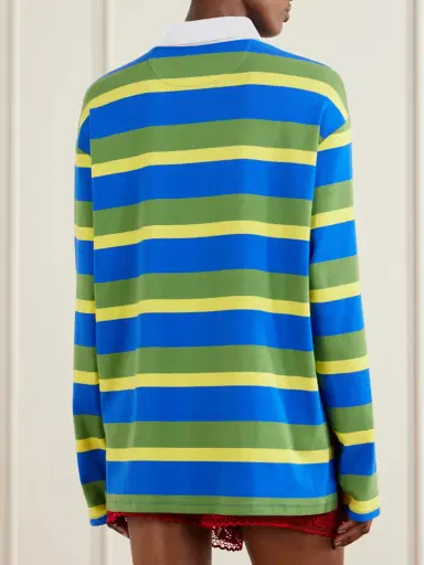Staud +da Adolfo Gavin Striped Logo-embroidered Cotton-blend Shirt | Thumbnail 4 Staud +da Adolfo Gavin Striped Logo-embroidered Cotton-blend Shirt | Thumbnail 4