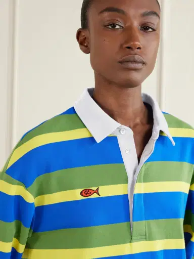 Staud +da Adolfo Gavin Striped Logo-embroidered Cotton-blend Shirt | Thumbnail 5 Staud +da Adolfo Gavin Striped Logo-embroidered Cotton-blend Shirt | Thumbnail 5