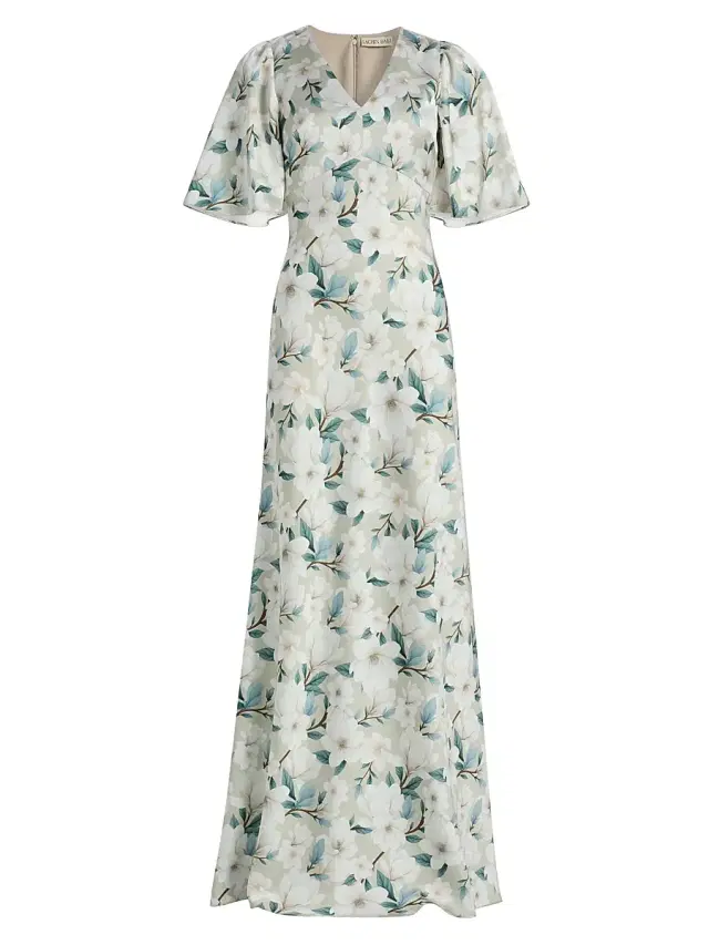 SACHIN BABI Women's Mae Floral Flutter-Sleeve Gown - Champagne Magnolia