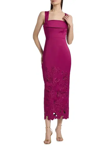 THEIA Women's Billie Floral-Embroidered Dress | Thumbnail 3 THEIA Women's Billie Floral-Embroidered Dress | Thumbnail 3