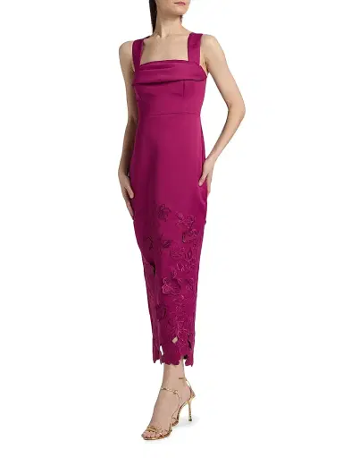 THEIA Women's Billie Floral-Embroidered Dress | Thumbnail 4 THEIA Women's Billie Floral-Embroidered Dress | Thumbnail 4