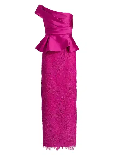 THEIA Women's Colby Mikado & Lace One-Shoulder Gown - Kyoto Dust - Size 16 | Thumbnail 1 THEIA Women's Colby Mikado & Lace One-Shoulder Gown - Kyoto Dust - Size 16 | Thumbnail 1