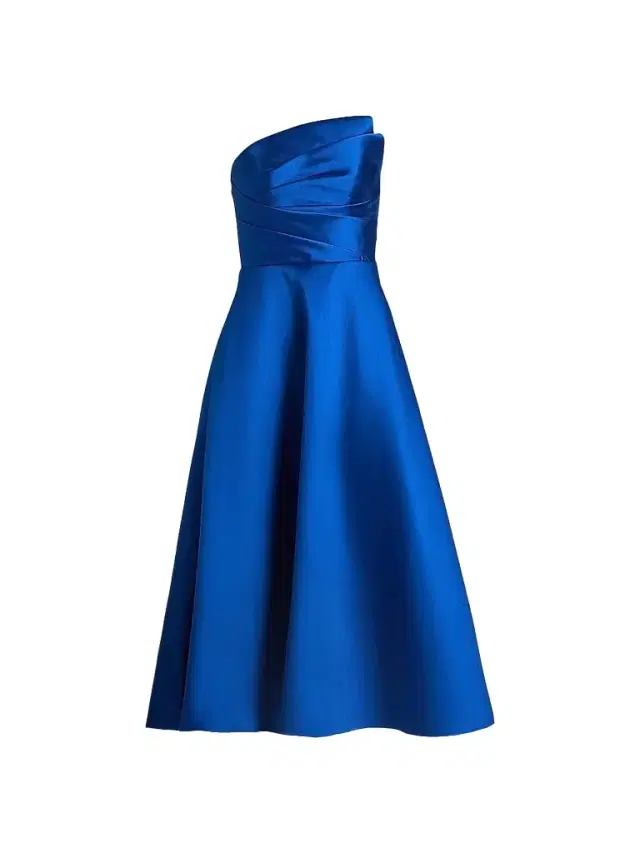 Theia Women's Salem Strapless Cocktail Tea-Length Dress - Sapphire Eclipse