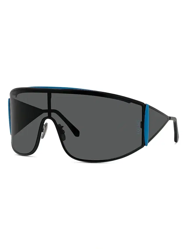 LOEWE Men's Signature 120MM Shield Sunglasses - Black Smoke