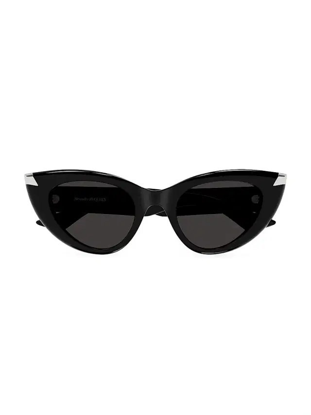 McQueen Women's Punk Rivet 50MM Cat-Eye Sunglasses - Black Dark Grey