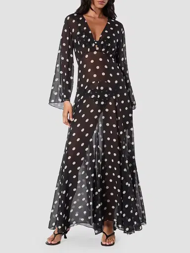 NICHOLAS Women's Marella Polka Dot Maxi Dress - Black  Polka Dot | Thumbnail 2