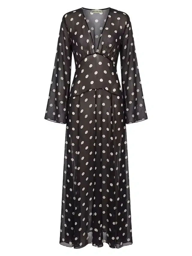 Nicholas the Label Women's Marella Polka Dot Maxi Dress - Black  Polka Dot