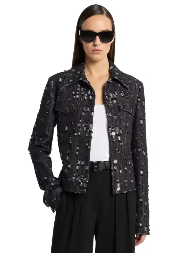 Michael Kors Collection Frayed Denim Jacket