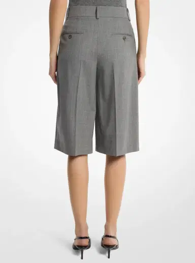 Michael Kors Collection Pleated Wool Blend Trouser Shorts in | Thumbnail 3 Michael Kors Collection Pleated Wool Blend Trouser Shorts in | Thumbnail 3