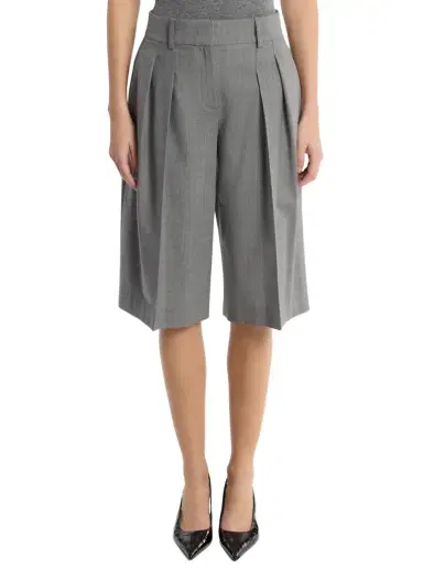 Michael Kors Collection Pleated Wool Blend Trouser Shorts in | Thumbnail 1 Michael Kors Collection Pleated Wool Blend Trouser Shorts in | Thumbnail 1