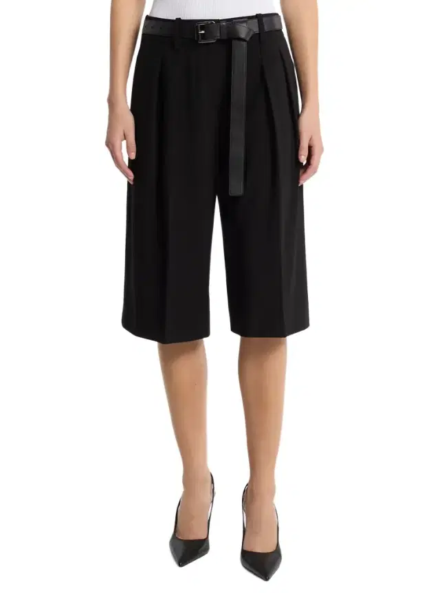 Pleated Wool Blend Trouser Shorts