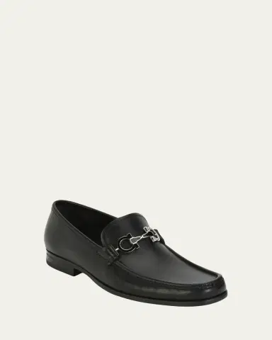 Ferragamo Men's Leather Loafer with Reversible Gancini Ornament | Thumbnail 2 Ferragamo Men's Leather Loafer with Reversible Gancini Ornament | Thumbnail 2