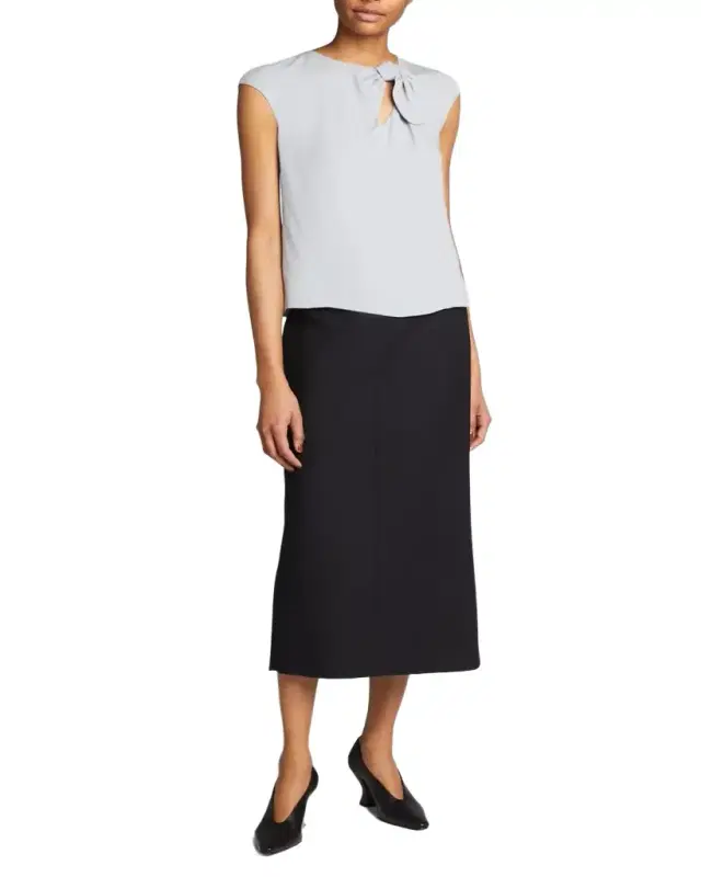 Giorgio Armani Knot Keyhole Silk Blouse