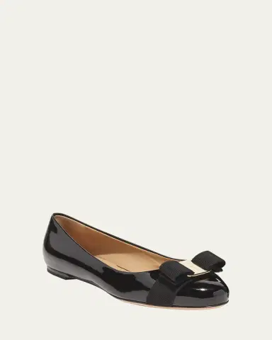 Ferragamo Varina Patent Leather Bow Ballerina Flats | Thumbnail 2