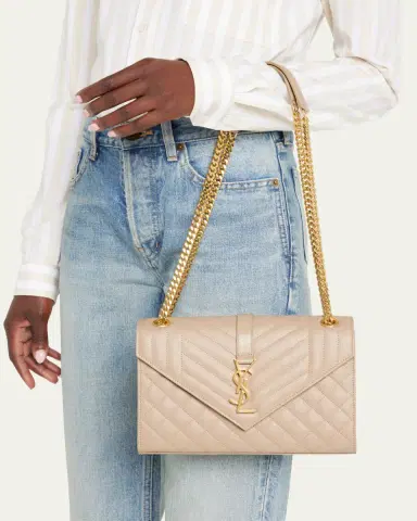 Saint Laurent Envelope Triquilt Medium YSL Shoulder Bag in Grained Leather | Thumbnail 2 Saint Laurent Envelope Triquilt Medium YSL Shoulder Bag in Grained Leather | Thumbnail 2