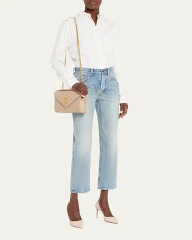 Saint Laurent Envelope Triquilt Medium YSL Shoulder Bag in Grained Leather | Thumbnail 5 Saint Laurent Envelope Triquilt Medium YSL Shoulder Bag in Grained Leather | Thumbnail 5