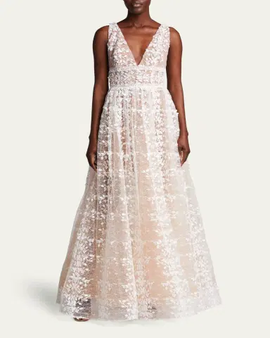 Bronx and Banco Megan V-Neck Lace Gown | Thumbnail 2