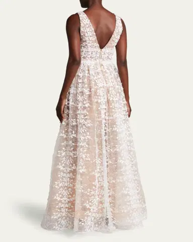 Bronx and Banco Megan V-Neck Lace Gown | Thumbnail 3