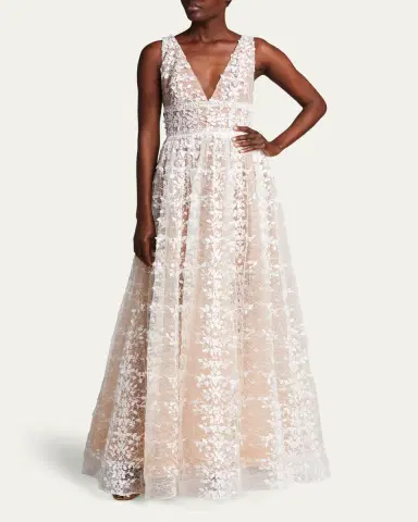 Bronx and Banco Megan V-Neck Lace Gown | Thumbnail 4