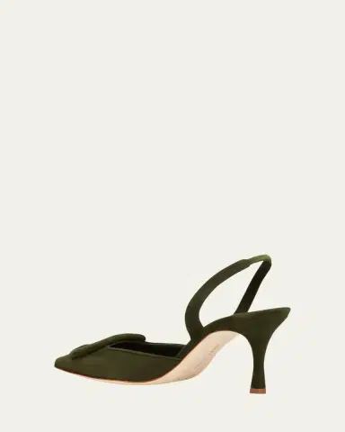 Manolo Blahnik Maysli Suede Bow Slingback Pumps | Thumbnail 4