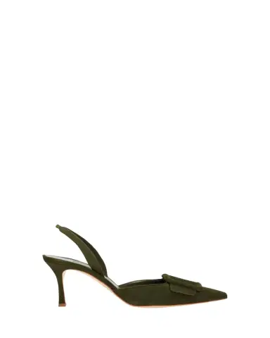 Manolo Blahnik Maysli Suede Bow Slingback Pumps | Thumbnail 1