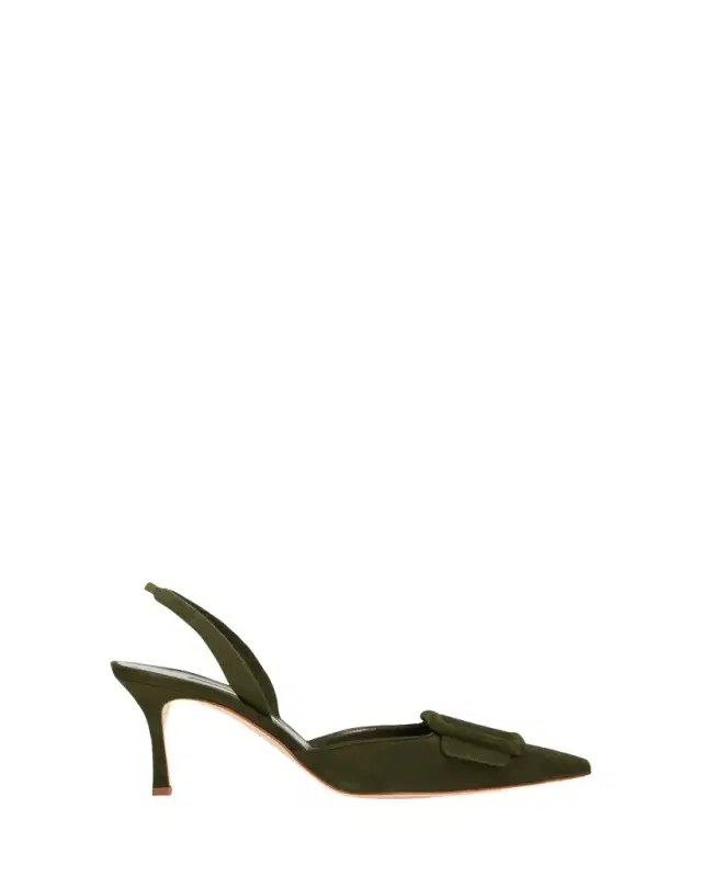 Manolo Blahnik Maysli Suede Bow Slingback Pumps