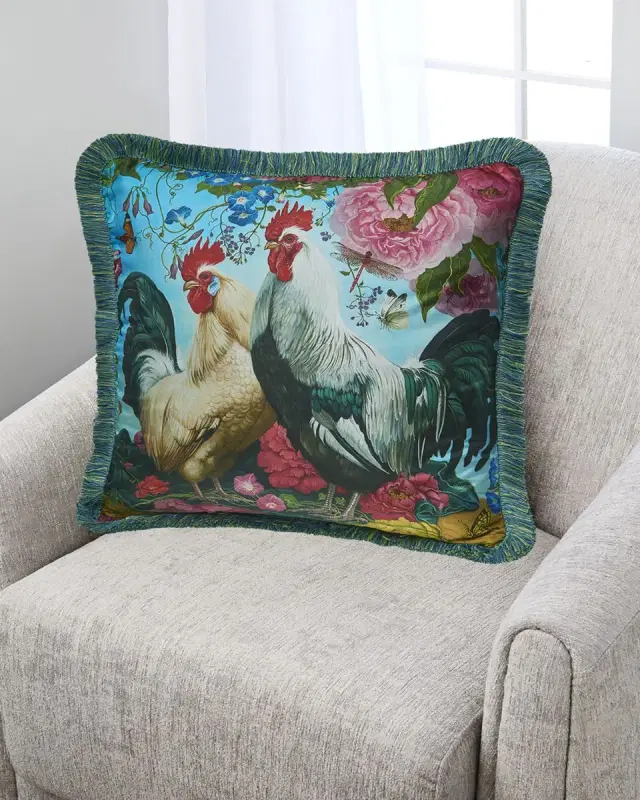 Yana Movchan Two Brothers Fringe Silk Pillow